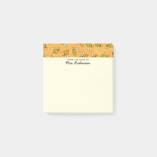 Schattigee bijenleraar van het bureau van 3x3 post-it® notes (Voorkant)