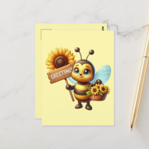 Schattigee bijenliefhebbers begroeten briefkaart