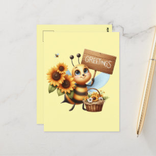 Schattigee bijenliefhebbers groeten briefkaart