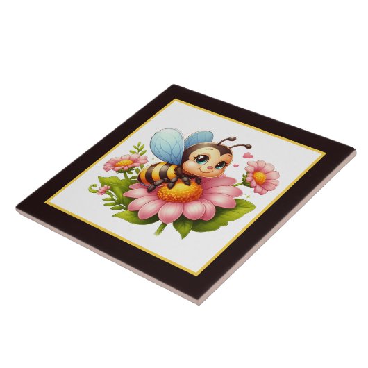 Schattigee bijenliefhebbers Insect Tegeltje (Zijkant)