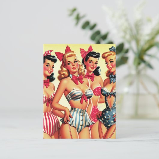 Schattigee  Bikini Pin-ups Briefkaart (Staand voorkant)