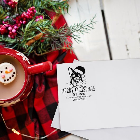 Schattigee Birmese kat terug adres kerst Rubberstempel