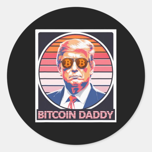 Schattigee Bitcoin Daddy Trump Crypto King Interne Ronde Sticker (Voorkant)