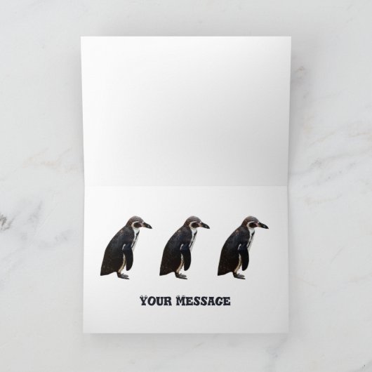 Schattigee Black and White Penguin Verjaardag Kaar Kaart (Binnen)