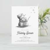 Schattigee Black and White Snowmen kerstfeest Kaart (Staand voorkant)