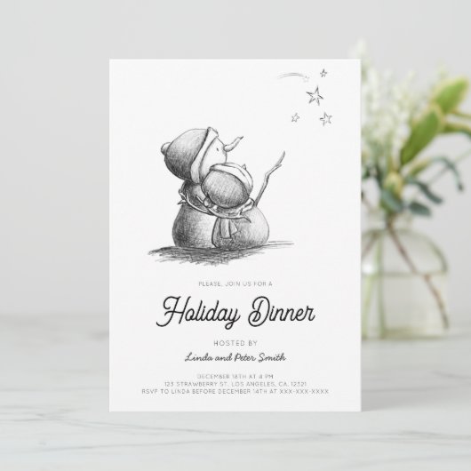 Schattigee Black and White Snowmen kerstfeest Kaart (Staand voorkant)