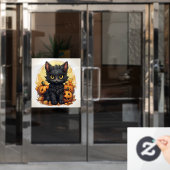 Schattigee Black Cat en Jack-o-Lanterns Raamsticker (Kantoordeur)