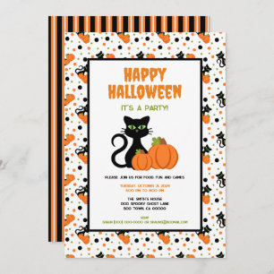 Schattigee Black Cat en pompoenen Happy Halloween Kaart