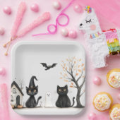 Schattigee Black Cats Halloween Party Papieren Bordje (Feest)