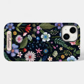 Schattigee Black Floral Wildflower naam Case-Mate iPhone Case (Achterkant (horizontaal))