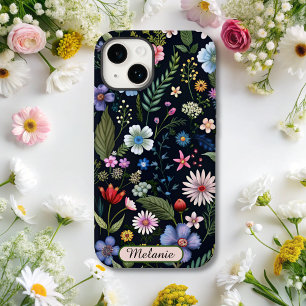 Schattigee Black Floral Wildflower naam Case-Mate iPhone 14 Hoesje
