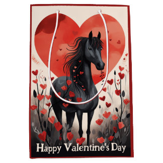 Schattigee Black Horse and Hearts Valentijnsdag Medium Cadeauzakje