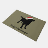 Schattigee Black Lab Dog met Kerstmis Sinterklaas Deurmat (Schuin)