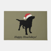 Schattigee Black Lab Dog met Kerstmis Sinterklaas Deurmat (Voorkant)