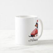 Schattigee Black & Tan Tachshund Kerstnaam Koffiemok (Voorkant rechts)