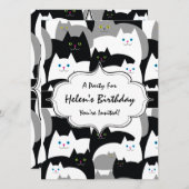 Schattigee Black White en Grey Cats Verjaardagsfee Kaart (Voorkant / Achterkant)