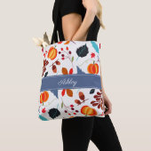 Schattigee bladeren en pompoenpatroon draagtas (Dichtbij)