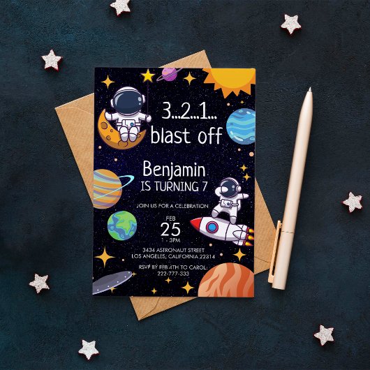 Schattigee Blast Off Space Thema Elke leeftijd Ver Kaart