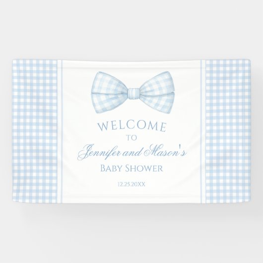 Schattigee blauw boog stropdas baby boy shower wel spandoek (Horizontaal)