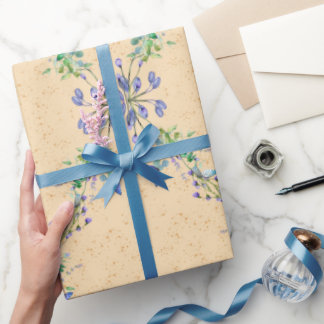 Schattigee blauw en lichtbruine bloem cadeaupapier