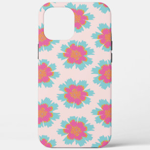 Schattigee blauw en roze bloemenprint iPhone 12 pro max hoesje