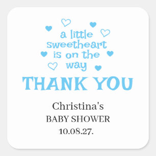 Schattigee Blauwe Baby Jongen Douche Vierkante Sticker