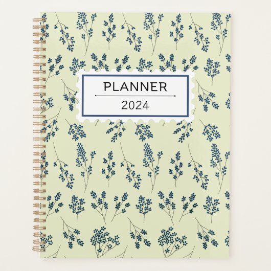 Schattigee Blauwe Bloemen Patroon Planner (Voorkant)
