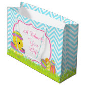 Schattigee Blauwe Chevrons Paashaas Easter Egg Hun Groot Cadeauzakje (Voorkant Gekanteld)