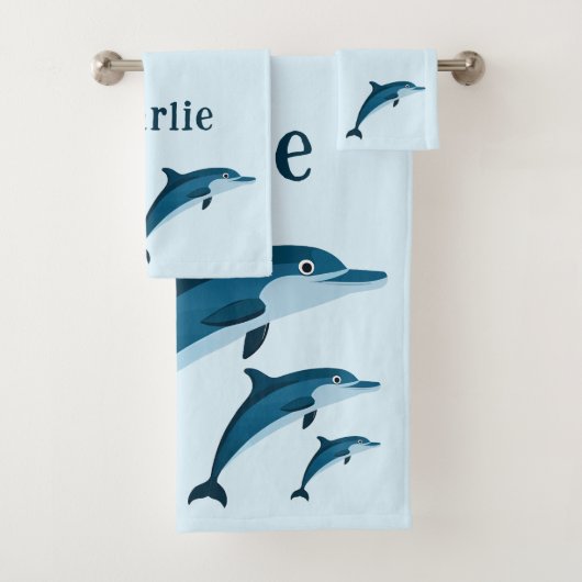 Schattigee blauwe dolfijnen kinder handdoek (Insitu)