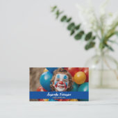 Schattigee Blauwe en Gele Clown Gezicht Schilderen Visitekaartje (Staand voorkant)