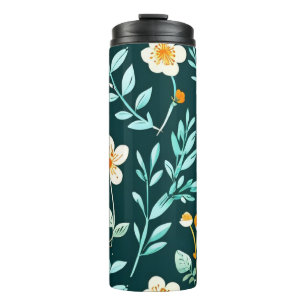 Schattigee Blauwe en Witte Bloemen Thermosbeker