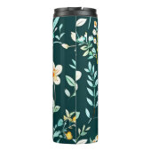 Schattigee Blauwe en Witte Bloemen Thermosbeker (Achterkant)