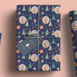 Schattigee Blauwe Foto Leuke Kerst Cadeaupapier