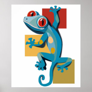 Schattigee Blauwe Gecko Reptielliefhebbers Poster