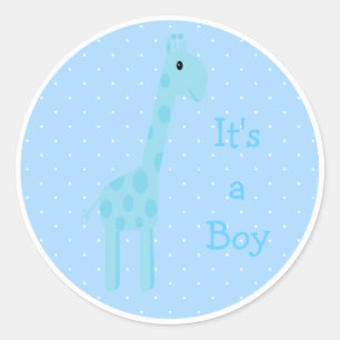 Schattigee blauwe Giraffe is een jongen nieuwe bab Ronde Sticker