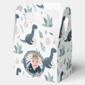 Schattigee Blauwe Groene Dinosaurus Aangepaste Fot Bedankdoosjes (Geopend)