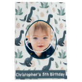 Schattigee Blauwe Groene Dinosaurus Aangepaste Fot Medium Cadeauzakje (Voorkant)