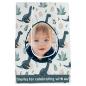 Schattigee Blauwe Groene Dinosaurus Aangepaste Fot Medium Cadeauzakje (Achterkant)