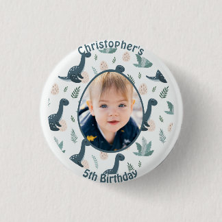 Schattigee Blauwe Groene Dinosaurus Aangepaste Fot Ronde Button 3,2 Cm