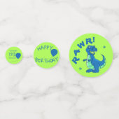 Schattigee Blauwe Groene Dinosaurus Verjaardagsfee Confetti (Voorkanten)