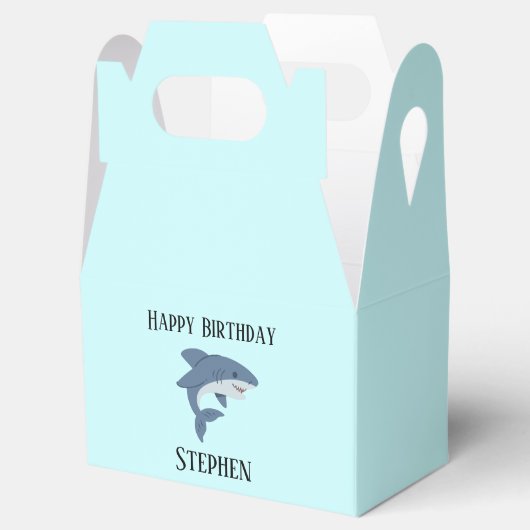 Schattigee blauwe haai gepersonaliseerd bedankdoosjes (Geopend)