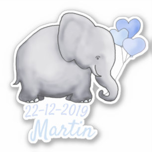 Schattigee Blauwe Hartballonnen Baby shower Jongen Sticker