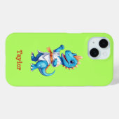 Schattigee blauwe karate dinosaurus Case-Mate iPhone case (Achterkant (horizontaal))
