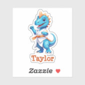 Schattigee blauwe karate dinosaurus sticker (Vel)