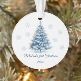 Schattigee Blauwe Kerstboom Gepersonaliseerde Baby Ornament