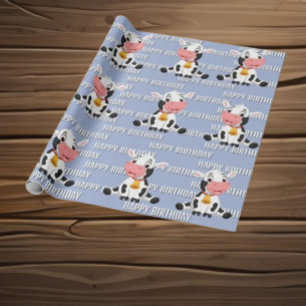 Schattigee blauwe Koe Cadeaupapier