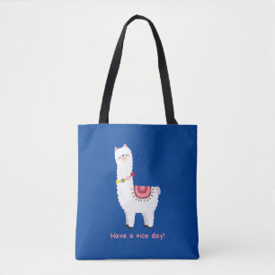Schattigee blauwe Llama Alpaca Lama hebben een leu Draagtas