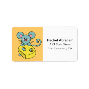 Schattigee Blauwe Muis met Gele Kaas Etiket