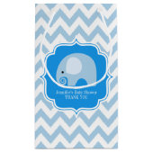Schattigee Blauwe Olifant Baby shower Boy Party Cu Klein Cadeauzakje (Achterkant)