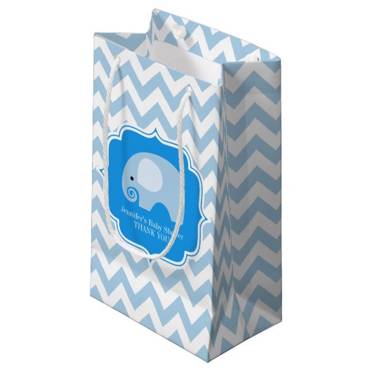 Schattigee Blauwe Olifant Baby shower Boy Party Cu Klein Cadeauzakje (Voorkant Gekanteld)